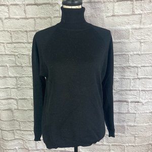 Ann Taylor Black Wool Turtleneck Sweater Size M